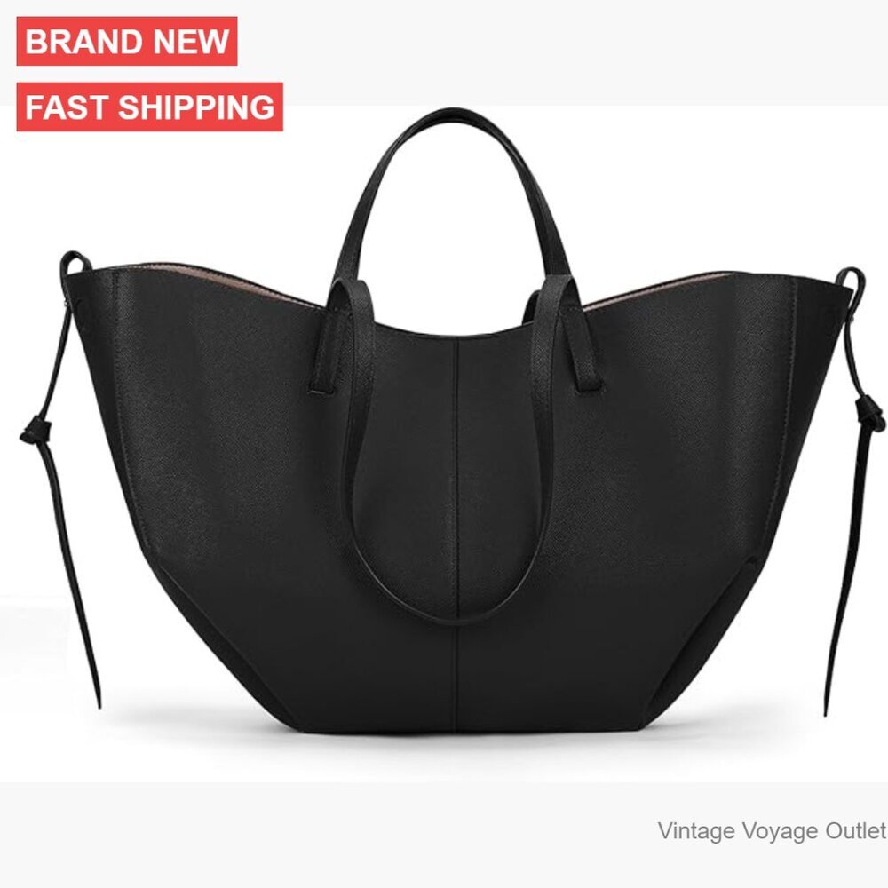 Faux Leather Work Tote Bag with Magnetic Closure Shoulder Handbag